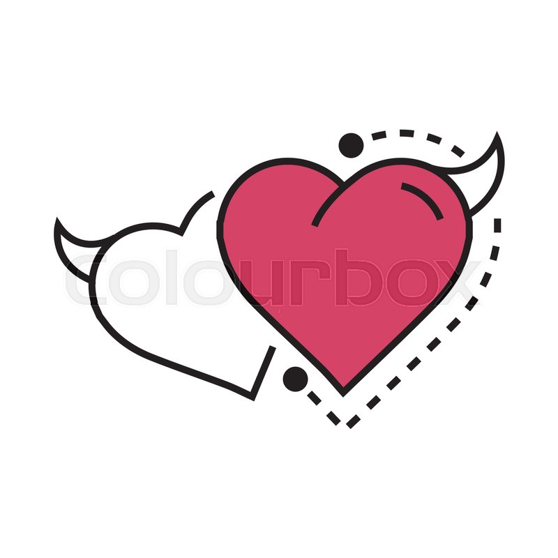 800x800 Twins Line Icon Style Heart Devil Pink Stock Vector Colourbox