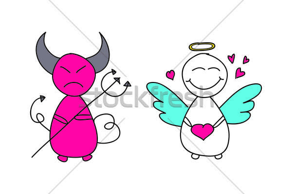 600x400 Angel And Devil Sketches Stock Photo Kirill Cherezov