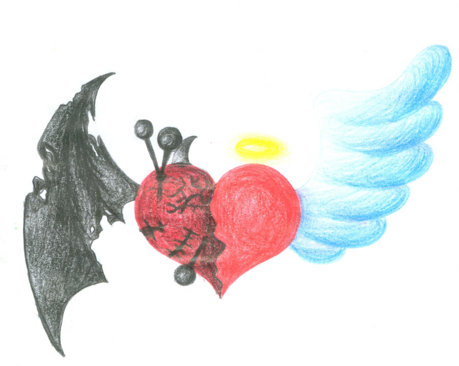 900x718 Coloured Angel Devil Heart