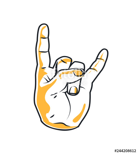 446x500 Popular Rock And Metal Devil Horns Gesture Poster Stock Image