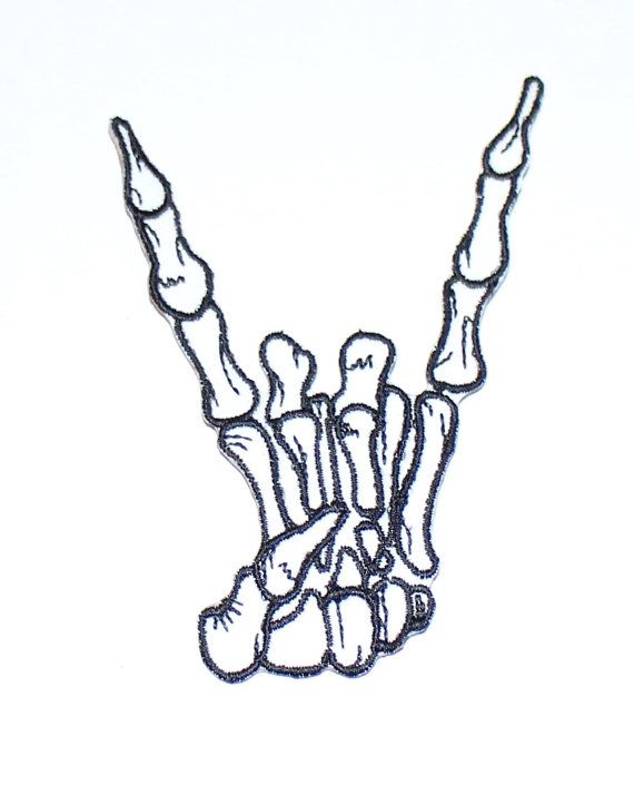 570x705 Skeleton Hand Devil Horns Embroidered Iron