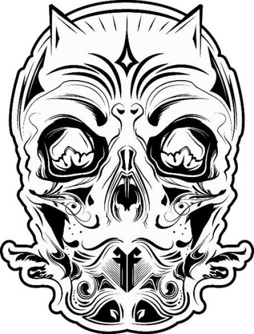 518x683 Ff Devil Skull Black And White Vector