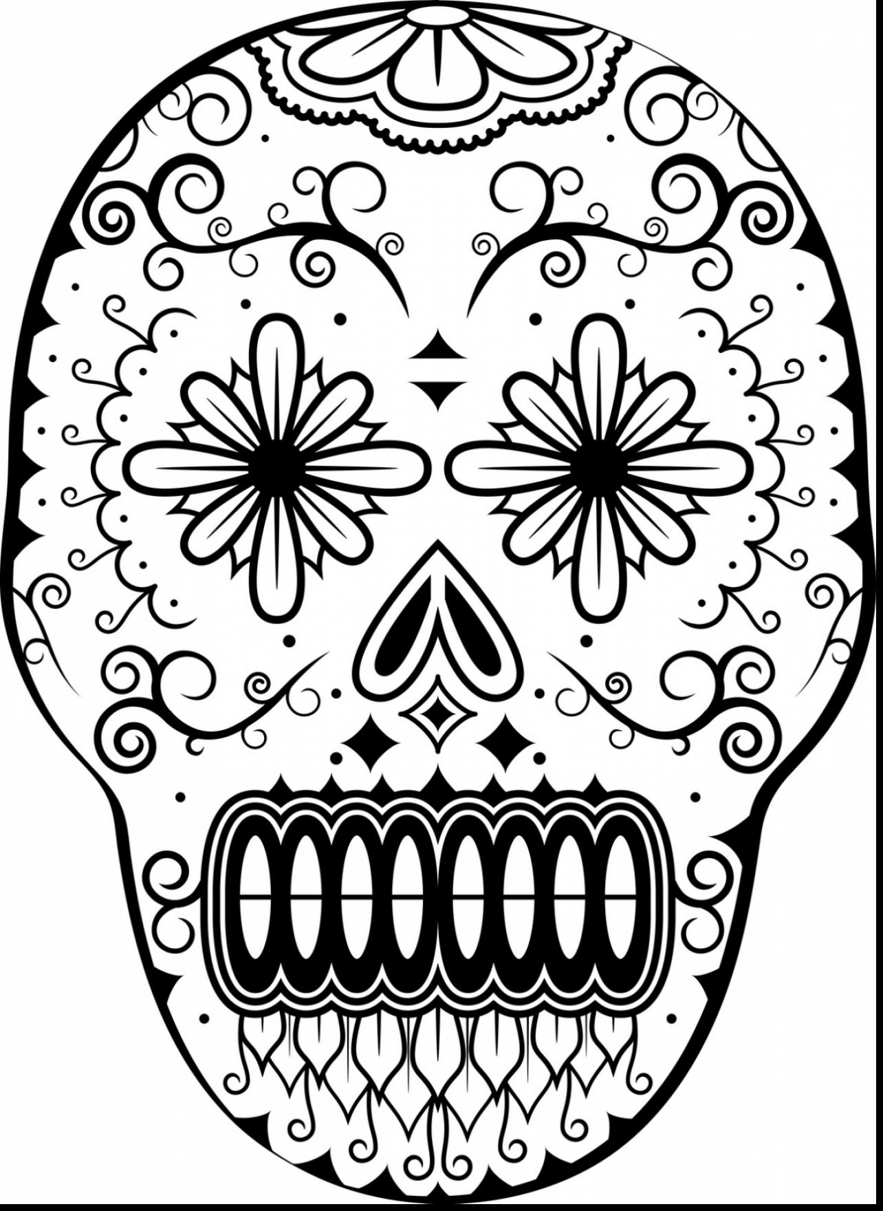 1284x1760 Awesome Coloring Simple Sugar Skull Drawing Inside Day Of The Dead