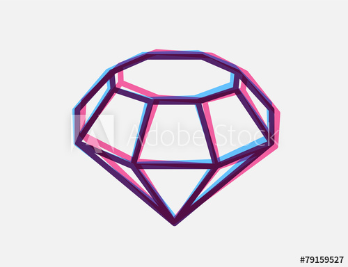 500x384 Vector Illustration Of Blue And Red Anaglyph Style Diamond
