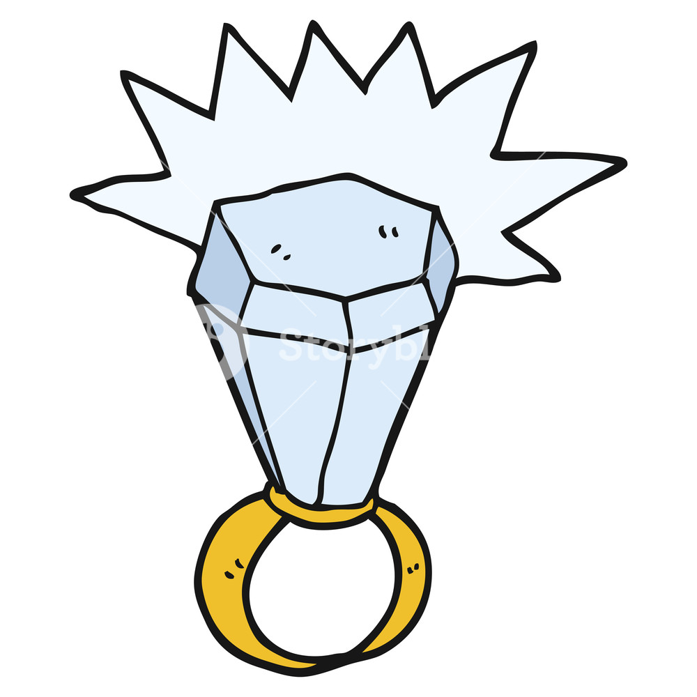 1000x1000 Freehand Drawn Cartoon Huge Diamond Ring Royalty Free Stock Image