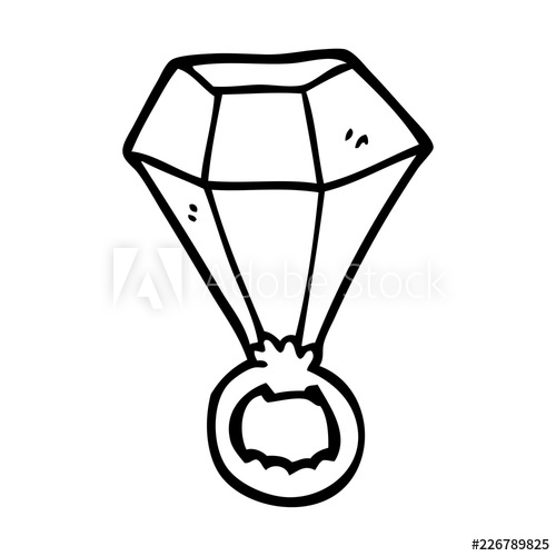 500x500 Line Drawing Cartoon Diamond Ring