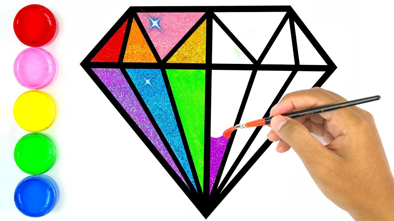 1280x720 Diamond Coloring And Drawing With Glitters For Children Fun Easy