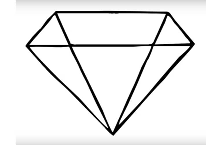 750x500 How To Draw A Diamond Shape,ring And Realistic Brilliant