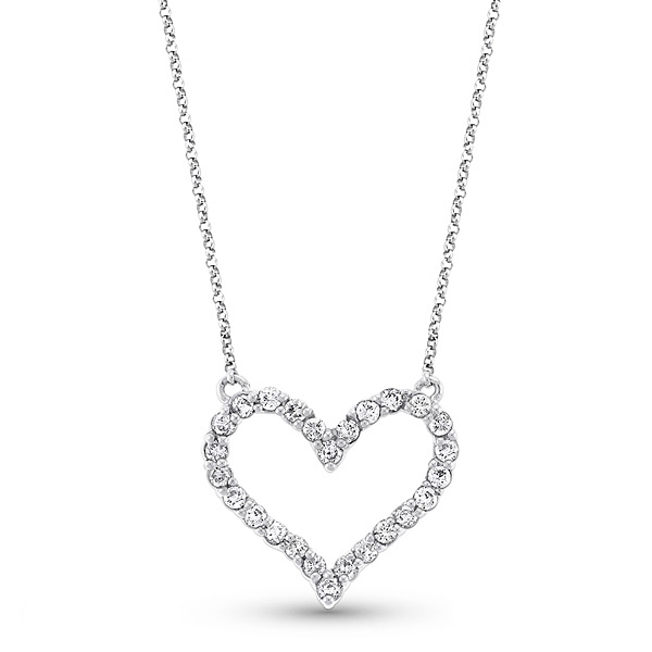 600x600 Diamond Heart Necklace In White Gold With Diamonds