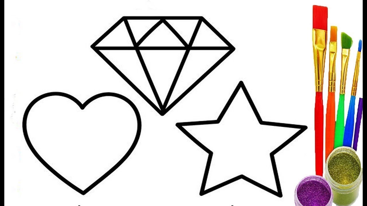 1280x720 Diamond Heart Star How To Draw Coloring Drawing Learn Colors
