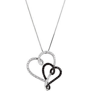300x300 Black White Diamond Heart Pendant