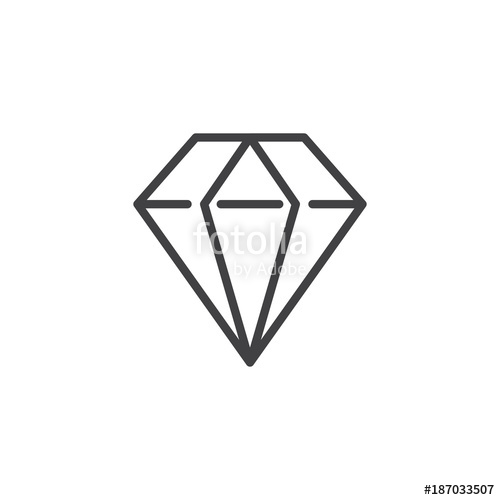 500x500 Diamond Line Icon, Outline Vector Sign, Linear Style Pictogram