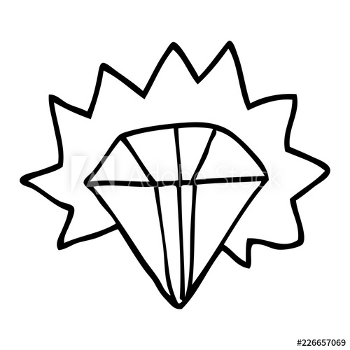 500x500 Line Drawing Cartoon Shining Diamond