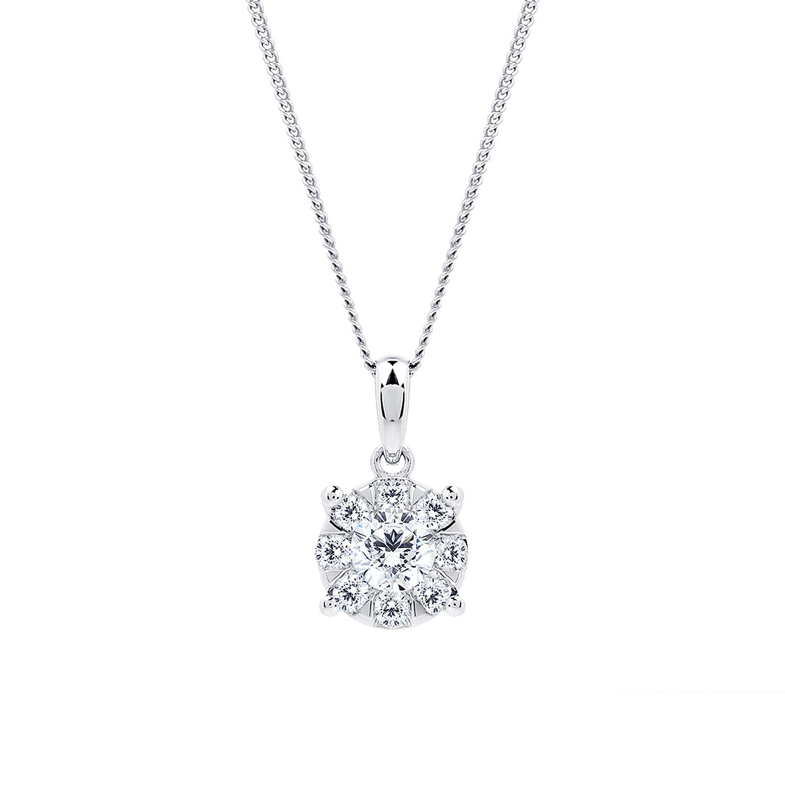 1600x1600 White Gold Carat Total Weight Diamond Multi Stone Pendant