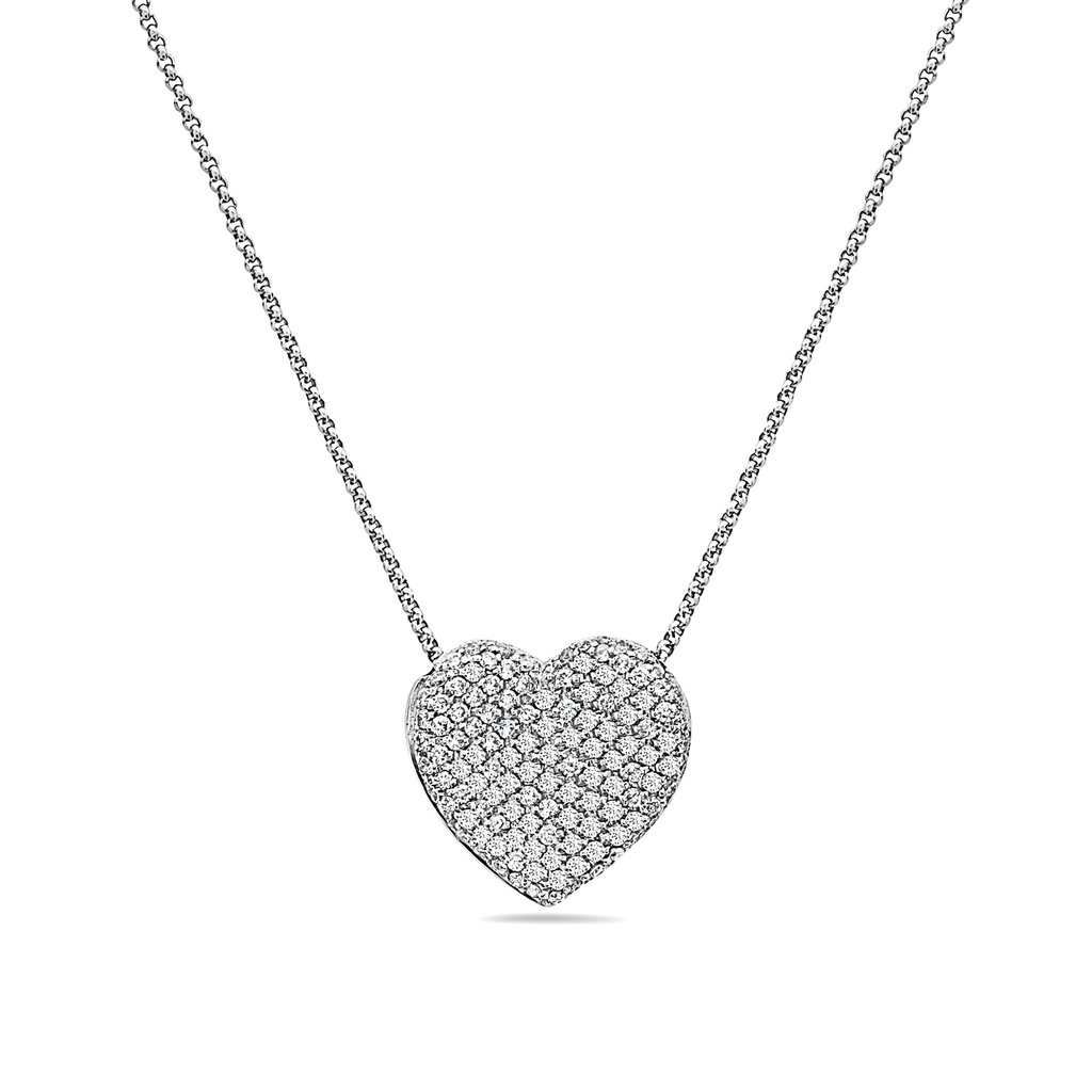 1024x1024 Made In Italy Heart Shape Pave Diamond Necklace