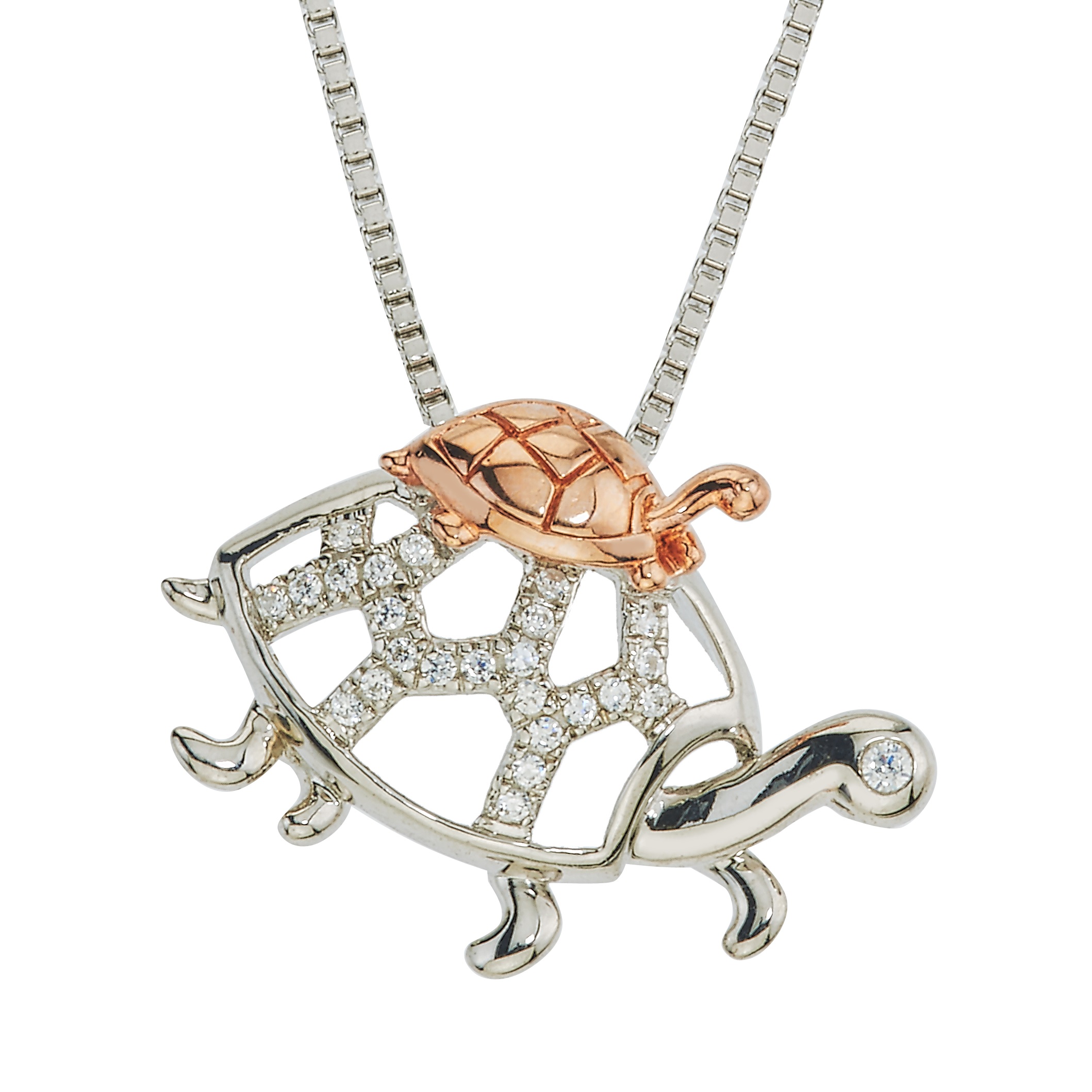 2118x2118 Turtle Diamond Necklace In Sterling Gold