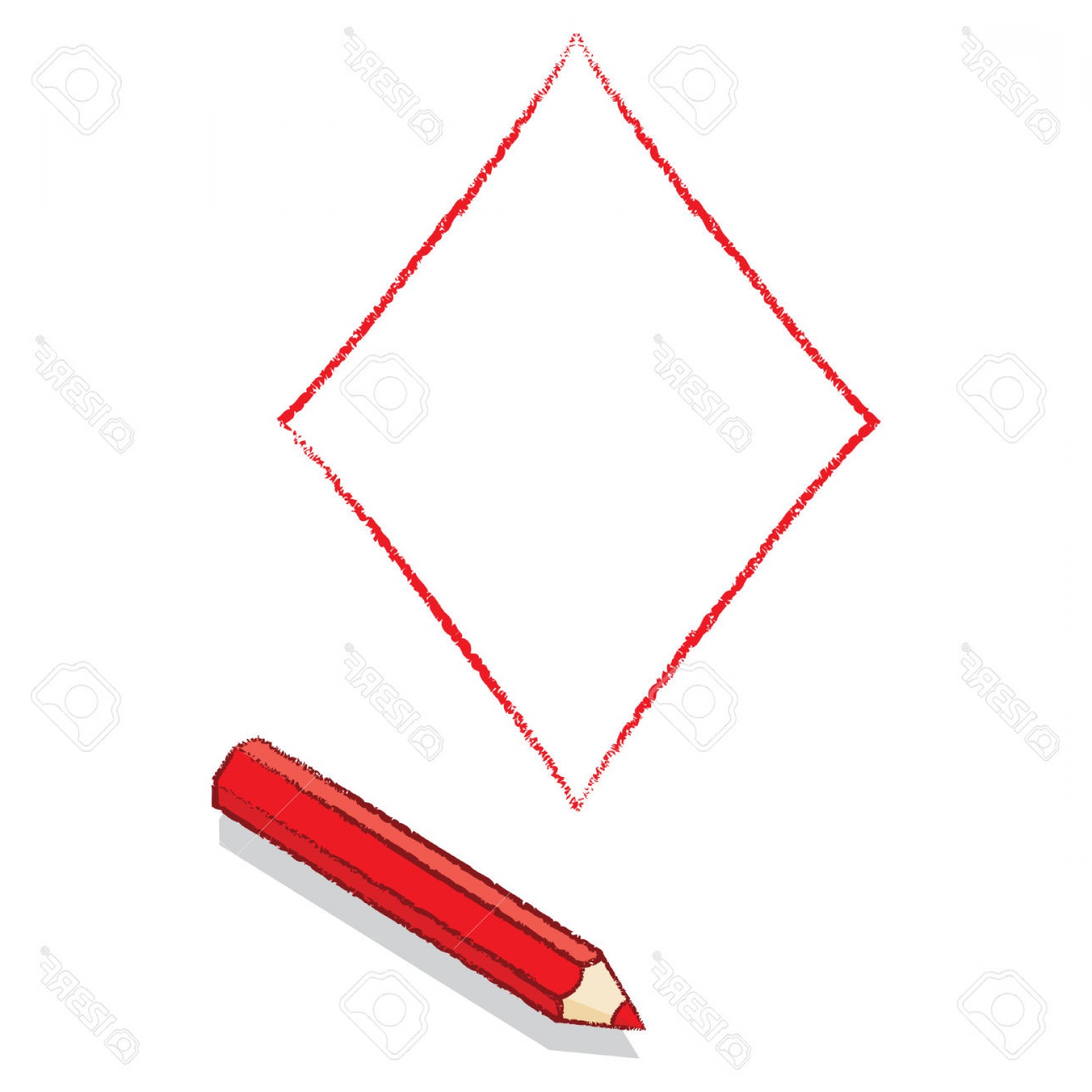 1560x1560 Photostock Vector Red Pencil Outline Drawing Diamond Playing Card