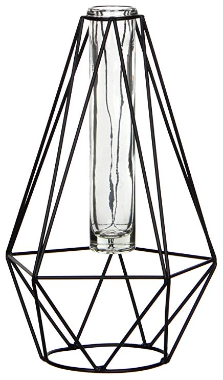 436x741 Mica Decorations Diamond Vase For Flowers, Metal, Black