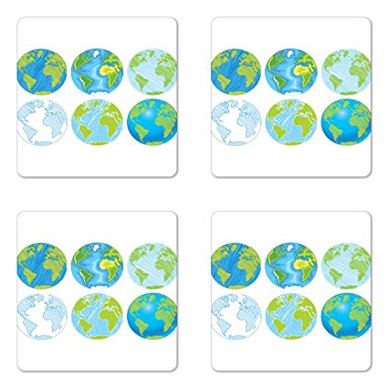425x425 lunarable world map coaster set of four, illustration