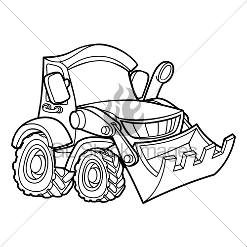 500x500 Cartoon Digger Bulldozer Gl Stock Images