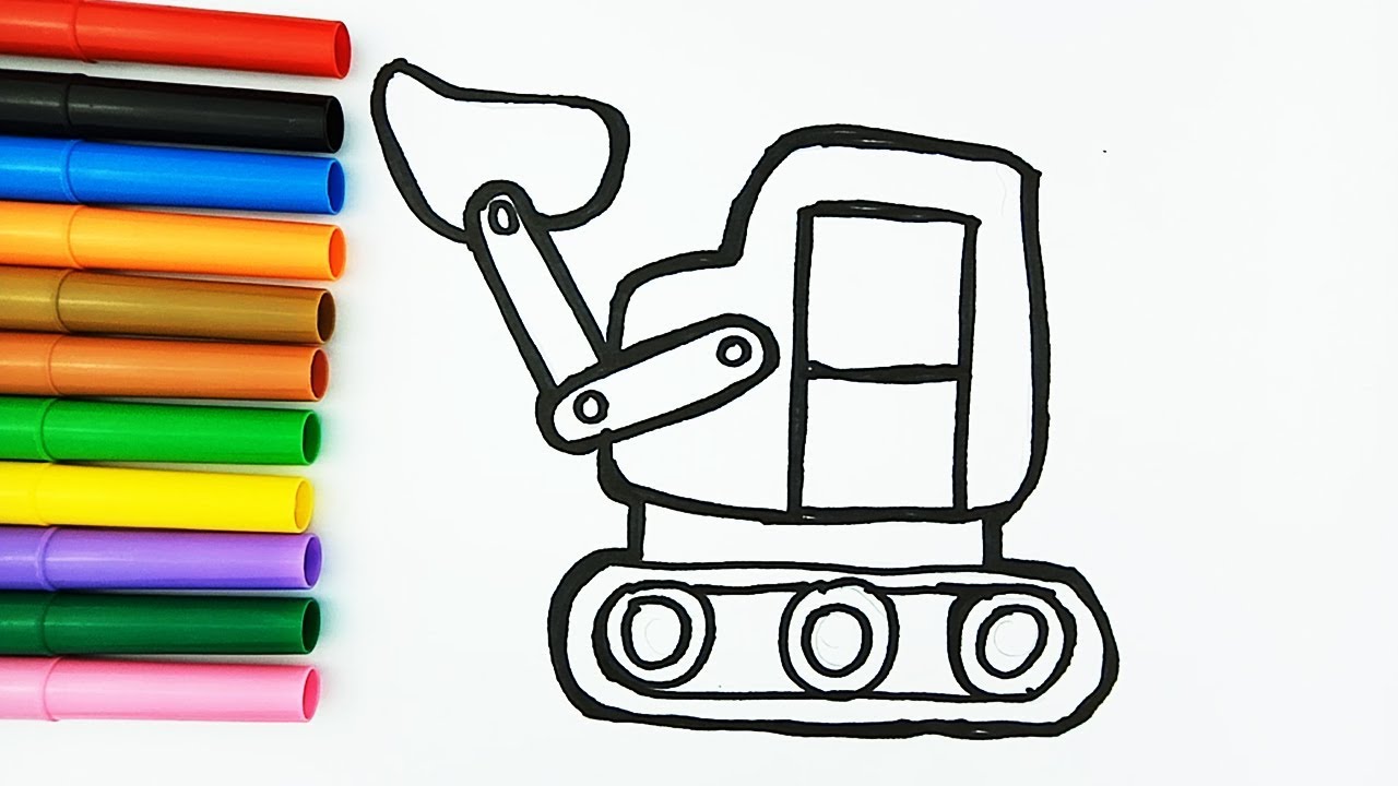 1280x720 Digger Toy Coloring And Drawing Learn Colors For Kids Toddlers