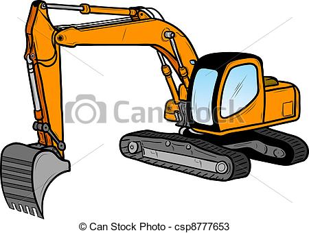 450x340 Excavator Isolated On The White Vectors