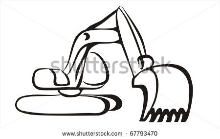 450x284 Excavator Icon Sketch In Black Lines Clip Art Backgrounds