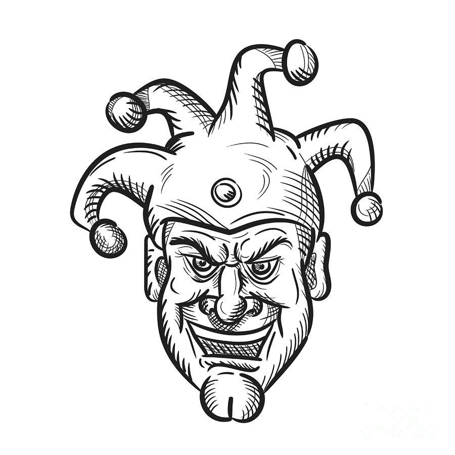 900x900 Crazy Medieval Court Jester Drawing Digital Art