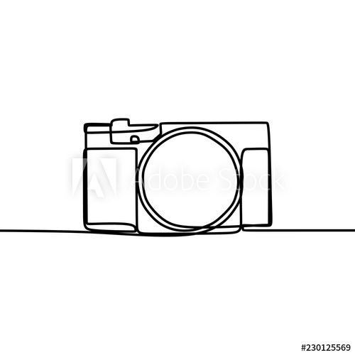 500x500 Digital Camera With Single One Line Art Drawing Vector