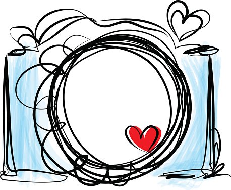 458x376 Hand Drawn Doodle Digital Camera Illustration With Love Heart