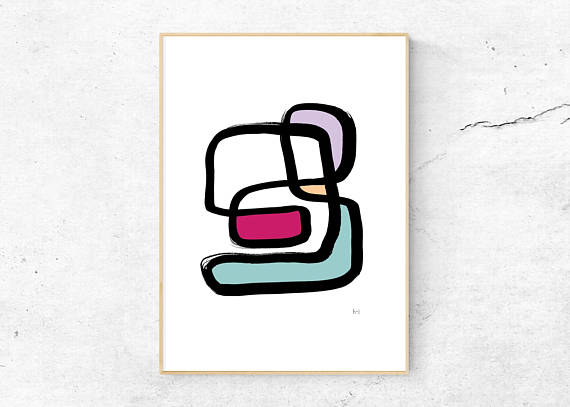 570x407 Abstract Ink Drawing, Printable Download, Modern Art Print