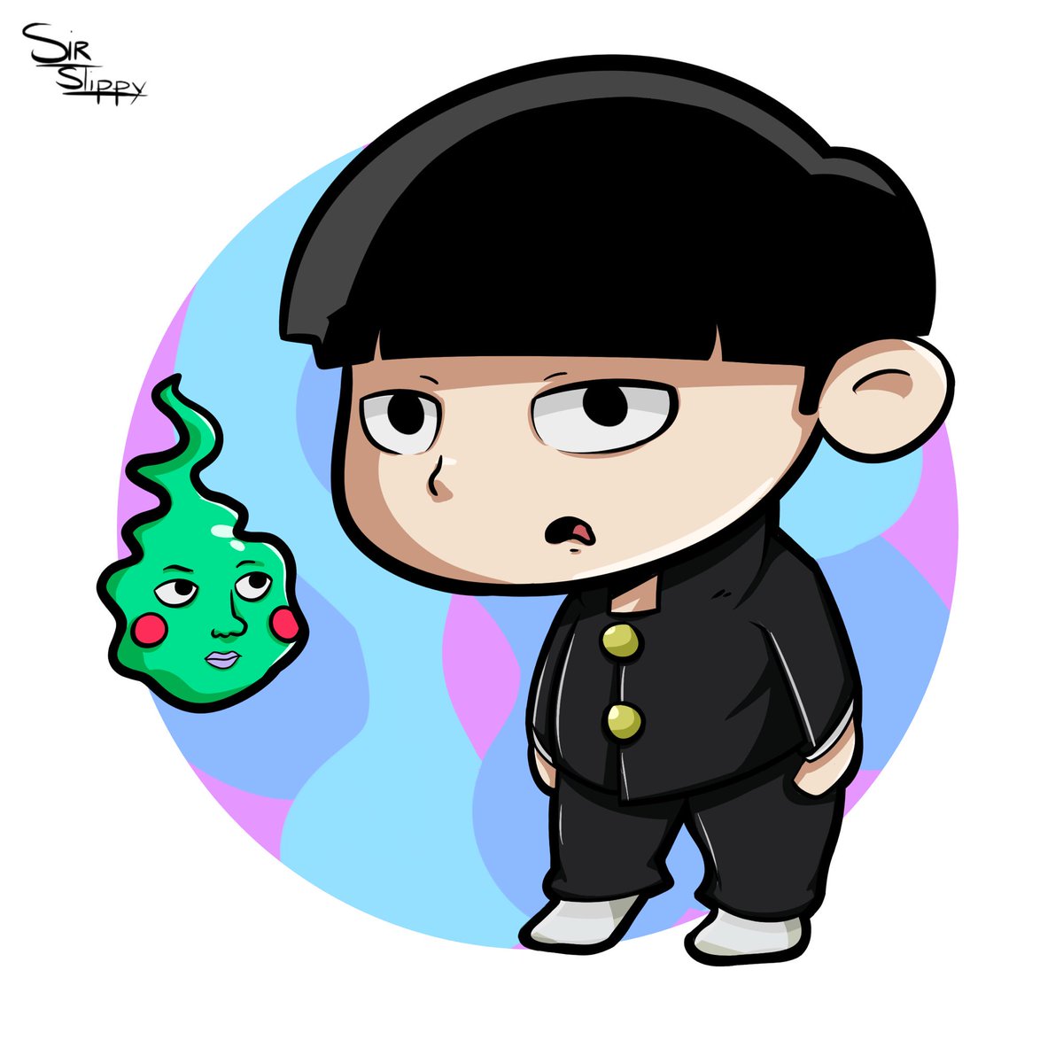 1200x1200 a fairly simple drawing of mob and dimple from mob psycho
