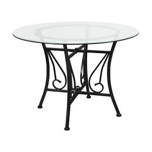 300x300 Princeton Round Glass Dining Table With Black Metal Frame