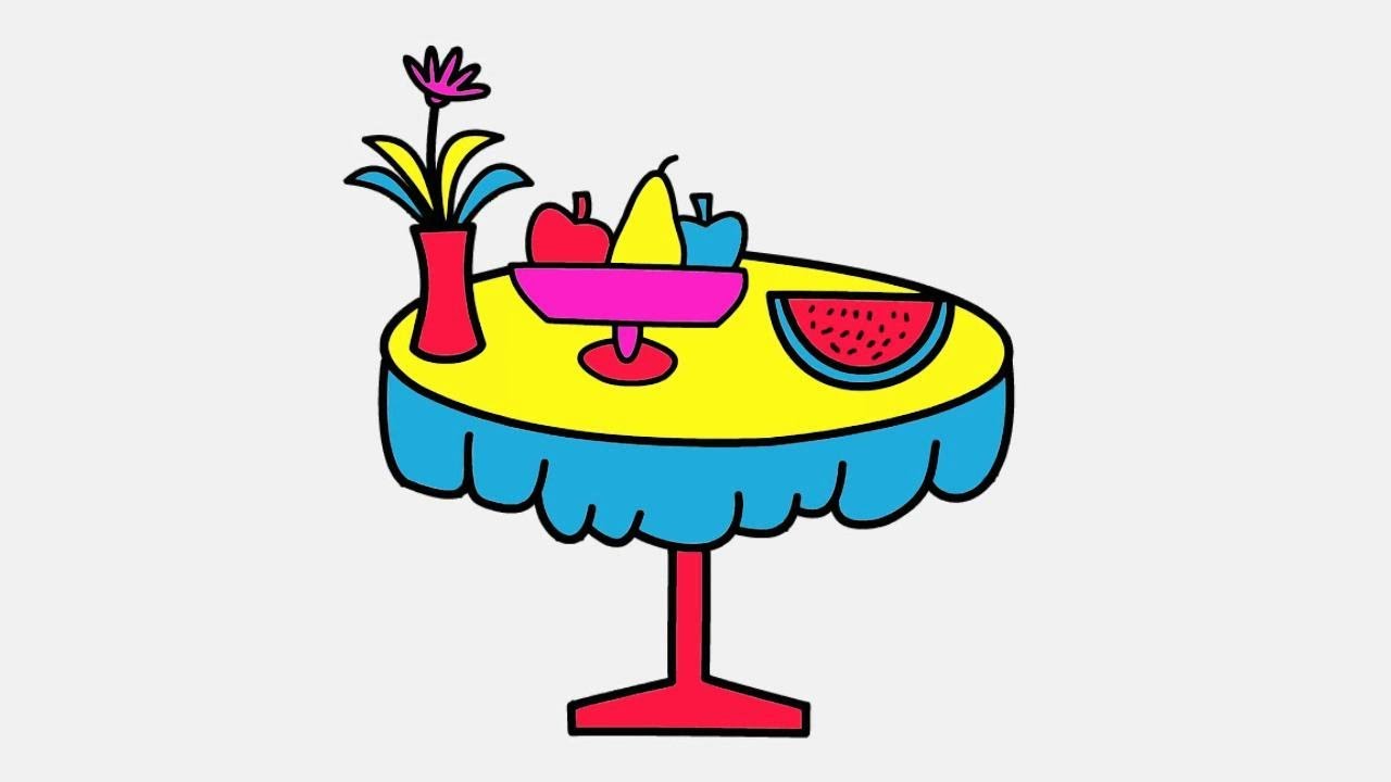 1280x720 How To Draw Dinner Table Coloring