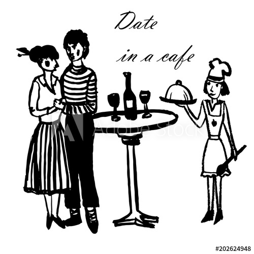 500x500 Drawing Picture Of A Young Man And A Girl Dancing In A Cafe