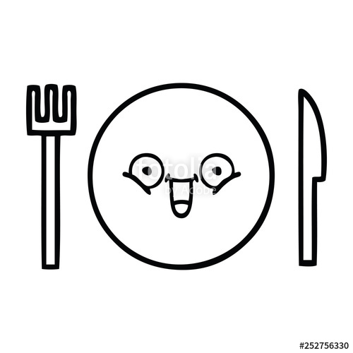 500x500 Line Drawing Cartoon Dinner Plate Stock Image And Royalty Free