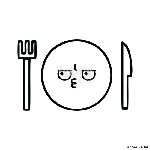 500x500 Line Drawing Cartoon Dinner Plate Stock Image And Royalty Free