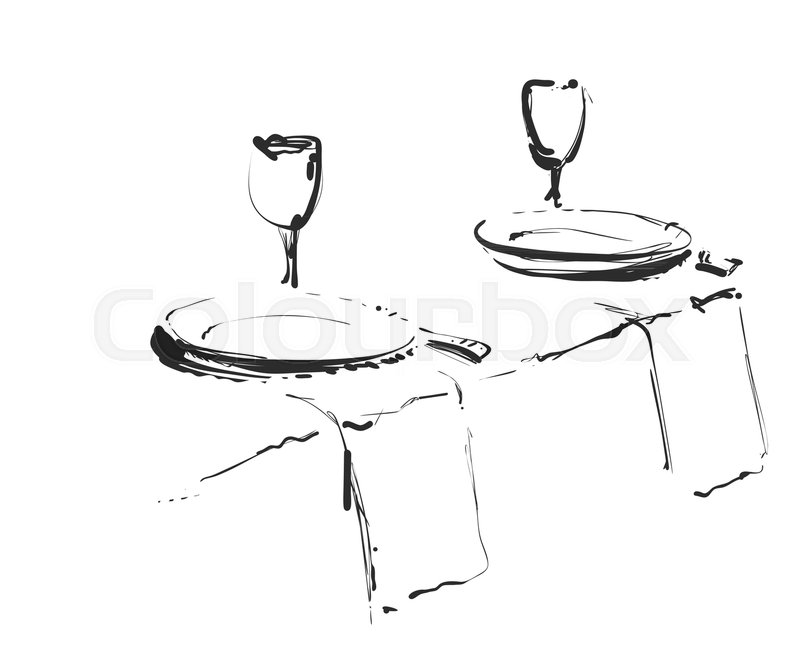 800x648 Hand Drawn Wares Romantic Dinner For Stock Vector Colourbox