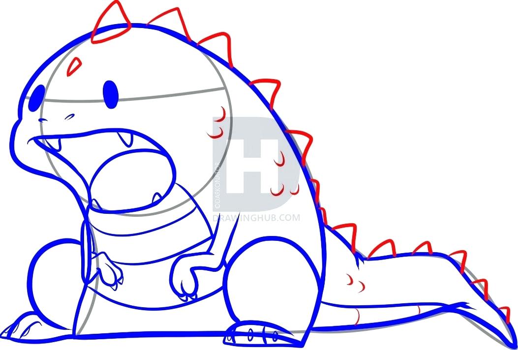 1053x712 How To Draw A Easy Dinosaur How To Draw A Dinosaur Step