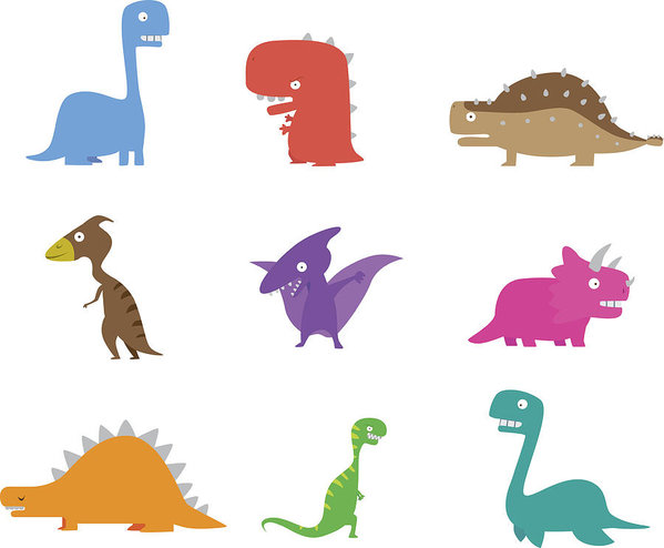 599x494 Dinosaur Cartoon Collection Art Print