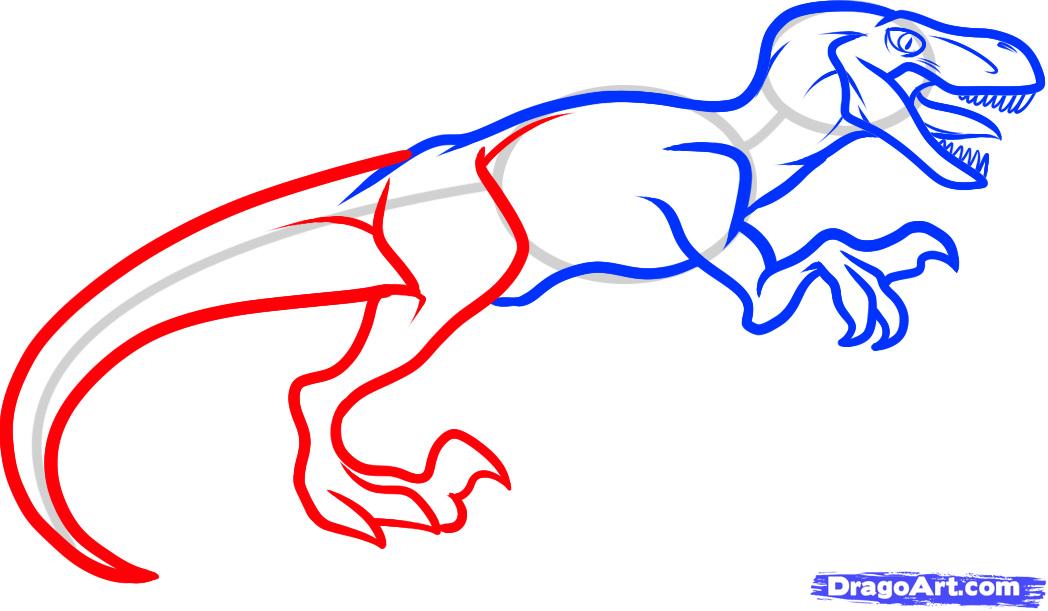 1048x611 draw a velociraptor dinosaur, step