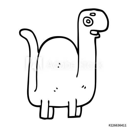 500x500 line drawing cartoon prehistoric dinosaur