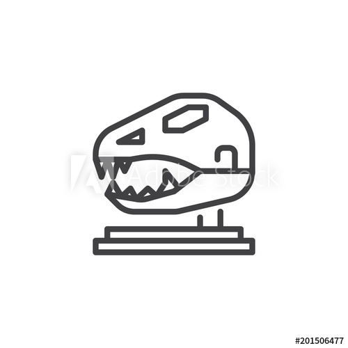 500x500 Dinosaur Skull In Paleontological Museum Outline Icon Linear