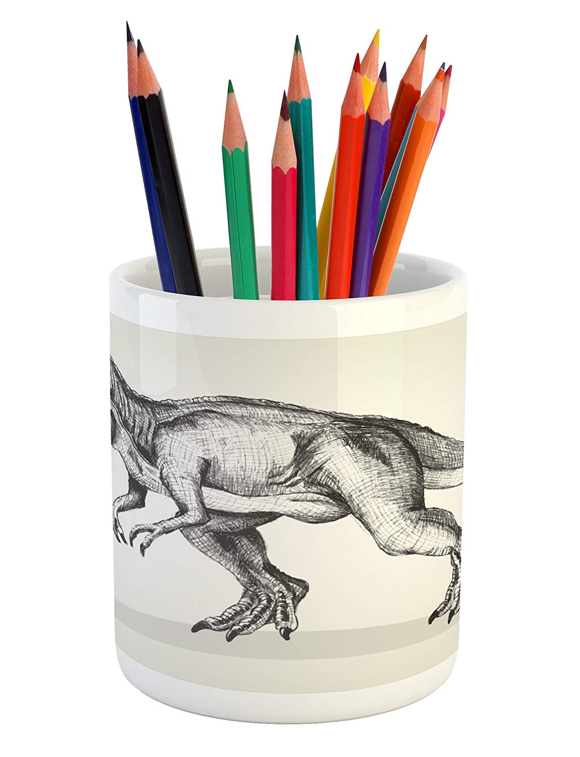 1149x1500 lunarable modern pencil pen holder, dinosaur sketch