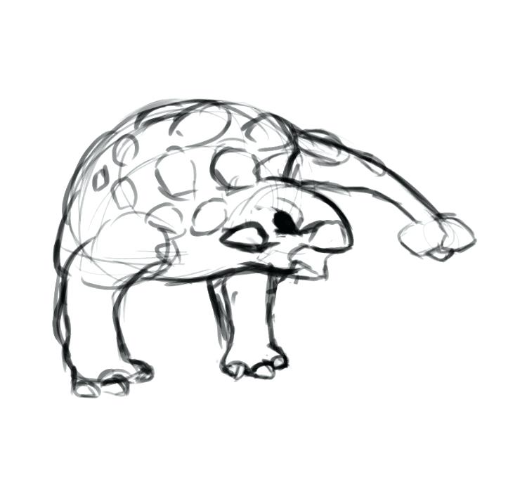 750x696 How To Draw A Ankylosaurus Step