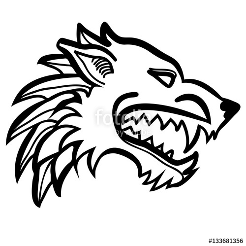 500x499 Vector Illustration Of Dire Wolf Head Black And White Stock