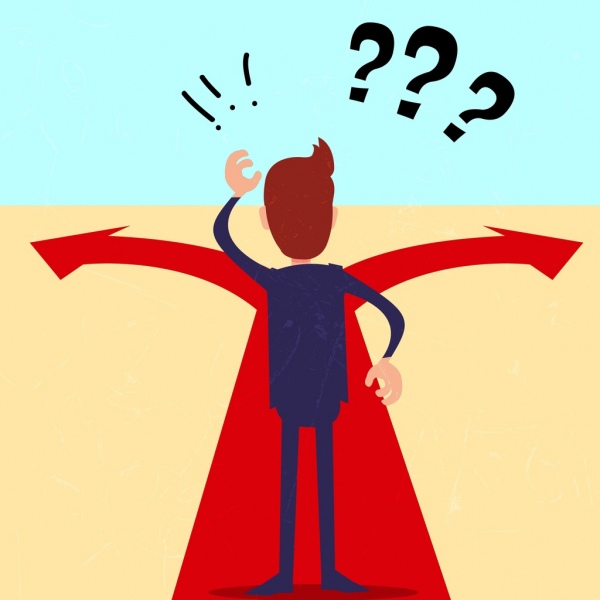 600x600 Direction Drawing Man Question Marks Icons Colored Cartoon Free