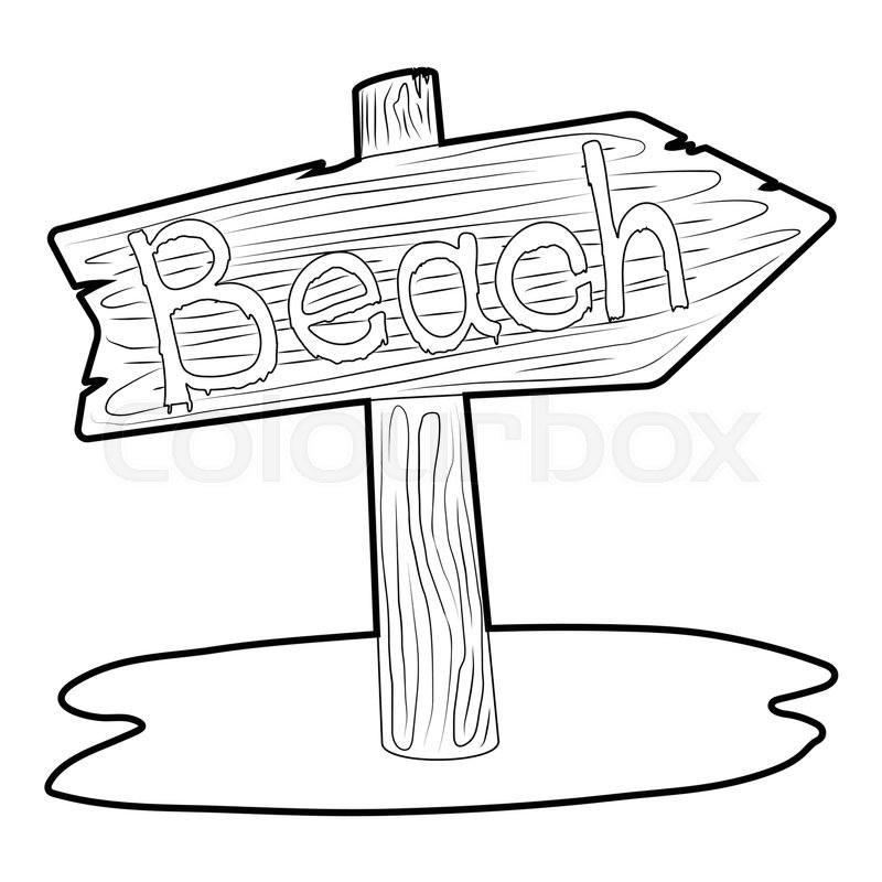 800x800 Beach Wooden Direction Sign Icon Stock Vector Colourbox