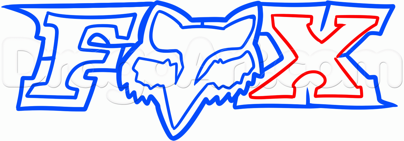 1287x449 How To Draw Fox Racing Logo, Fox Head, Step