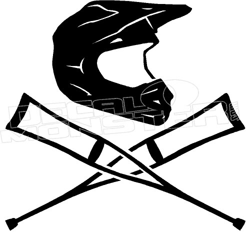 492x464 dirt bike helmet and crutches decal sticker
